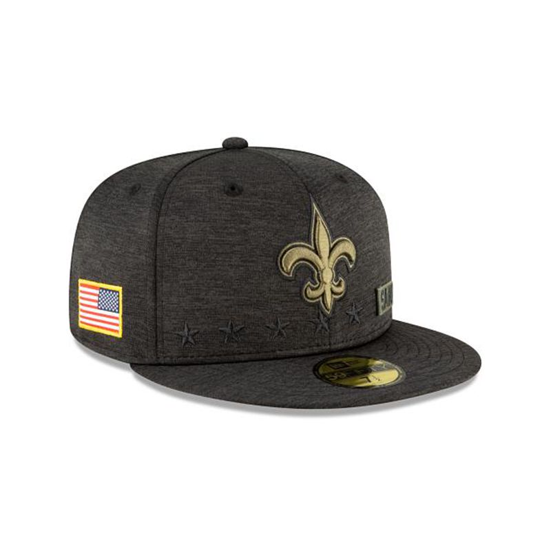 NFL New Orleans Saints Salute To Service 59Fifty Fitted (VAH7455) - Black New Era Caps